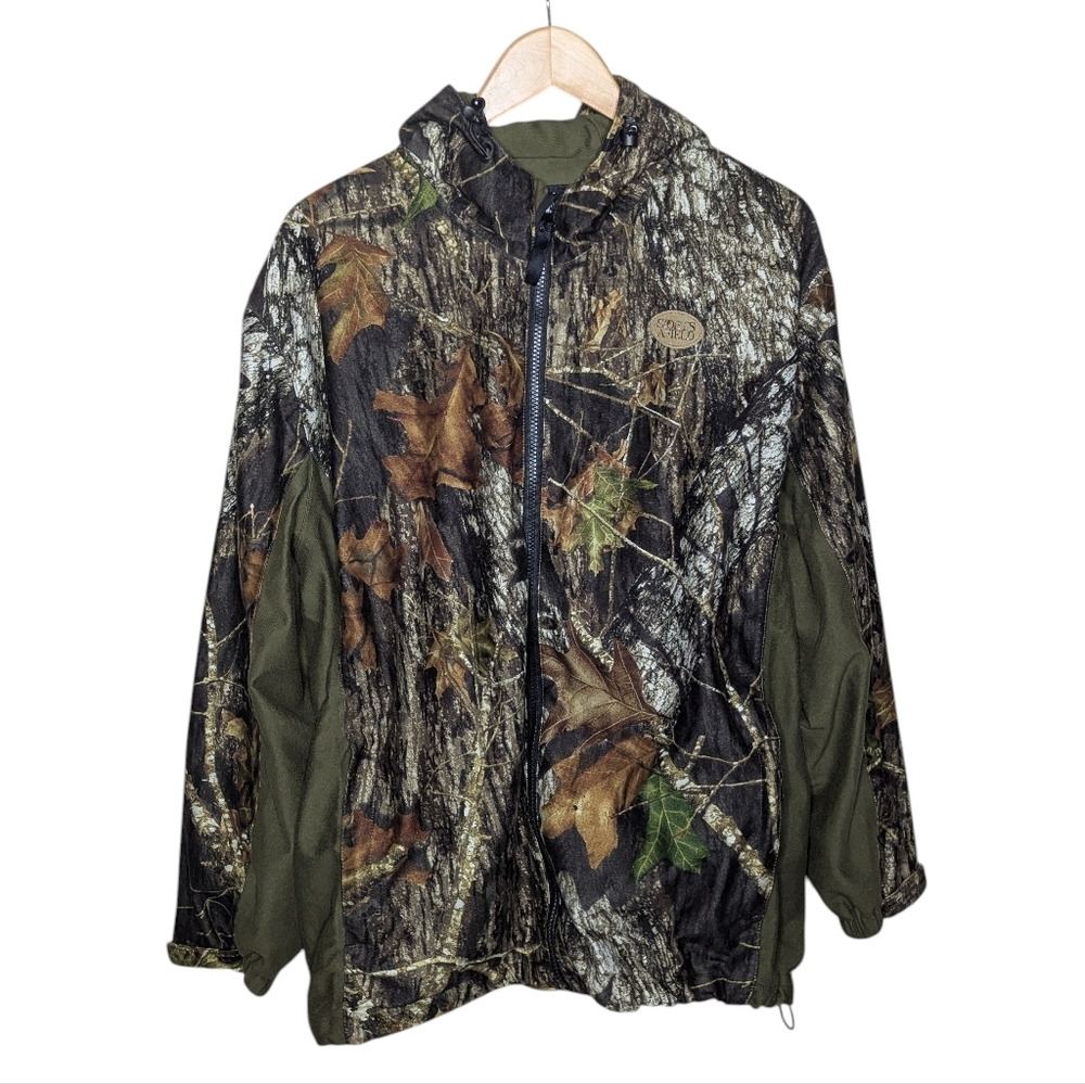 Sports Afield Jacket Men’s XL Camo Hooded Full Zip Hunting Realtree Style Lined
